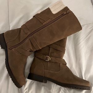 Girls brown knee high boots